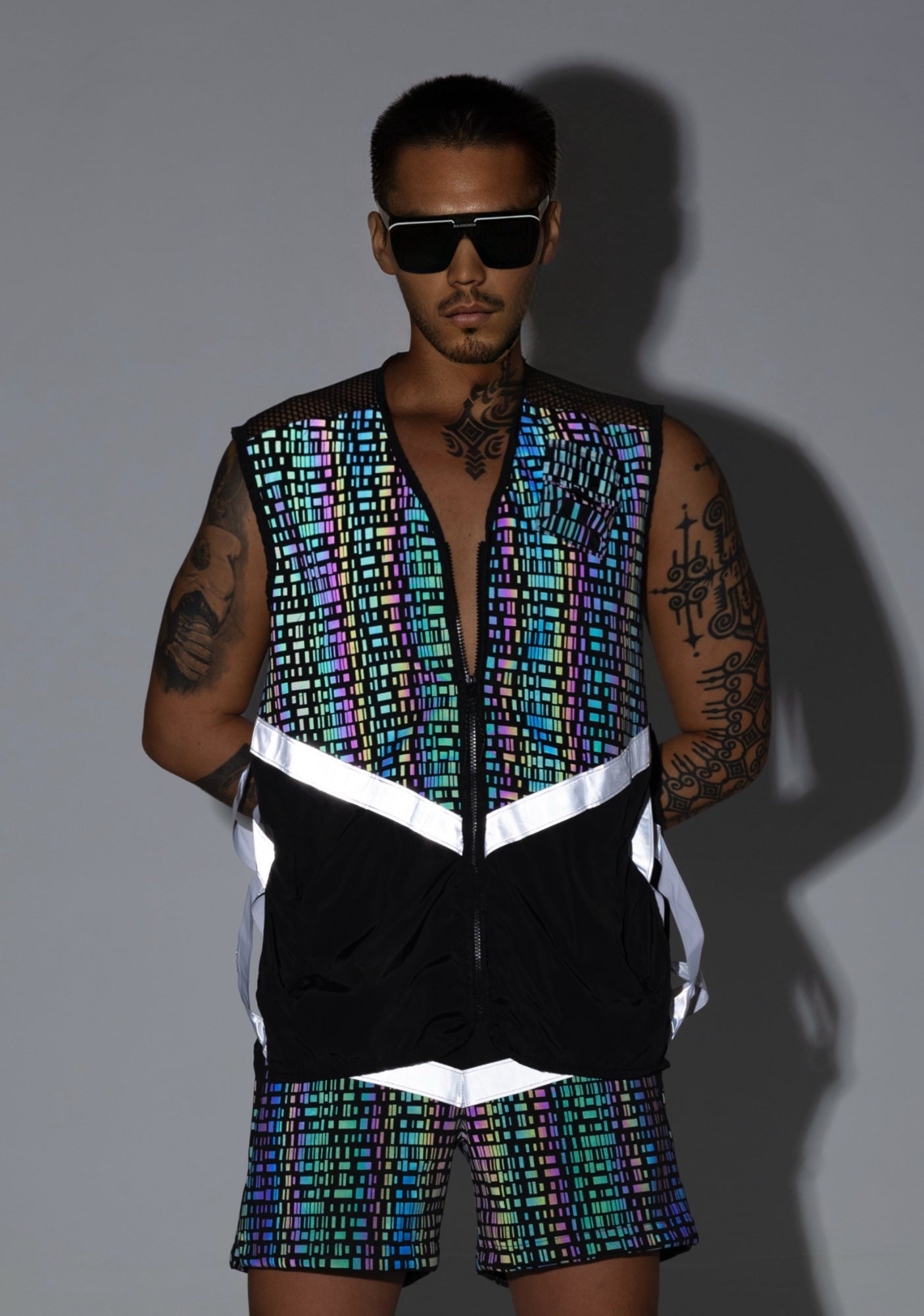 Reflective Fishnet Men Vest